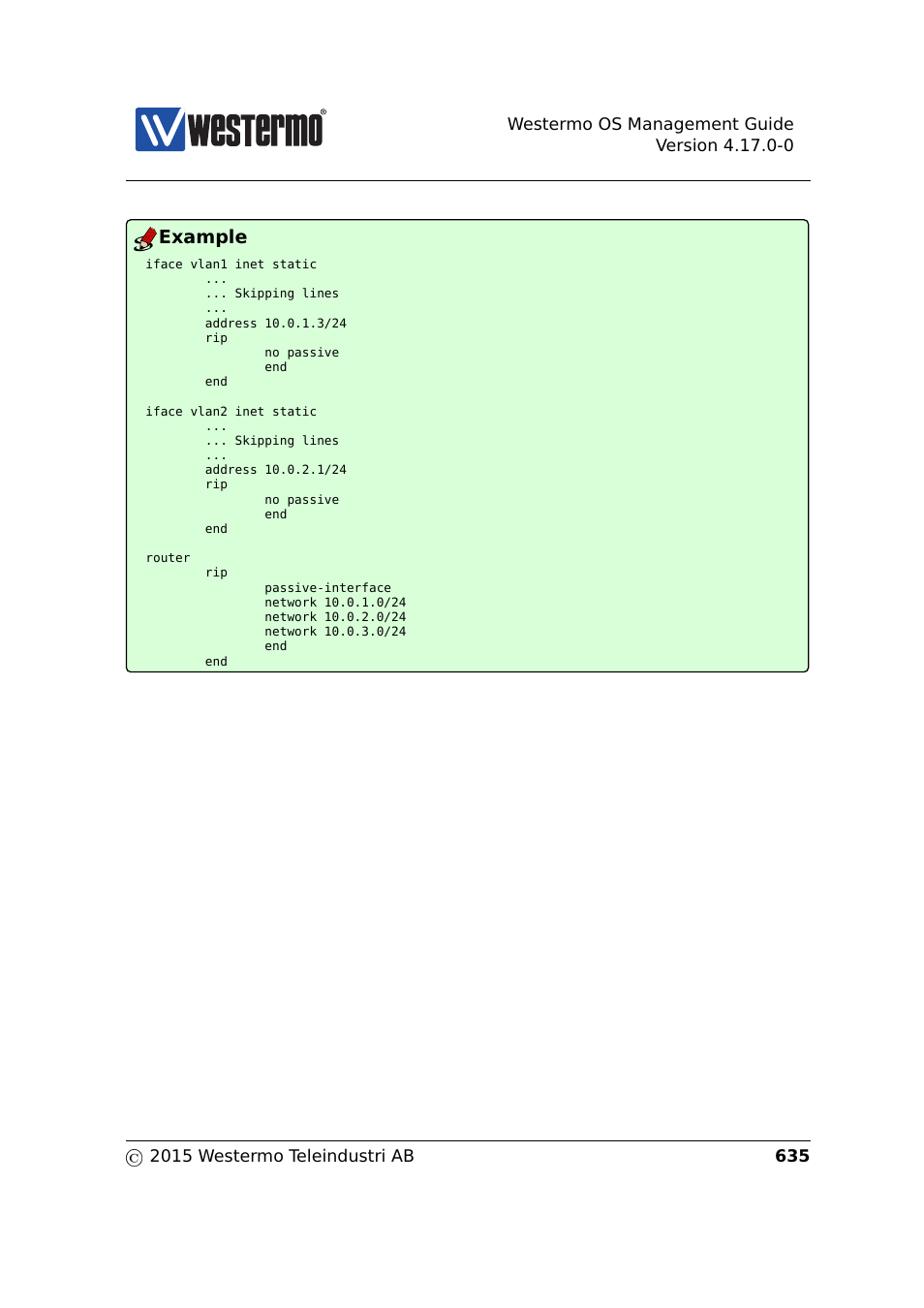 Example | Westermo RedFox Series User Manual | Page 635 / 977