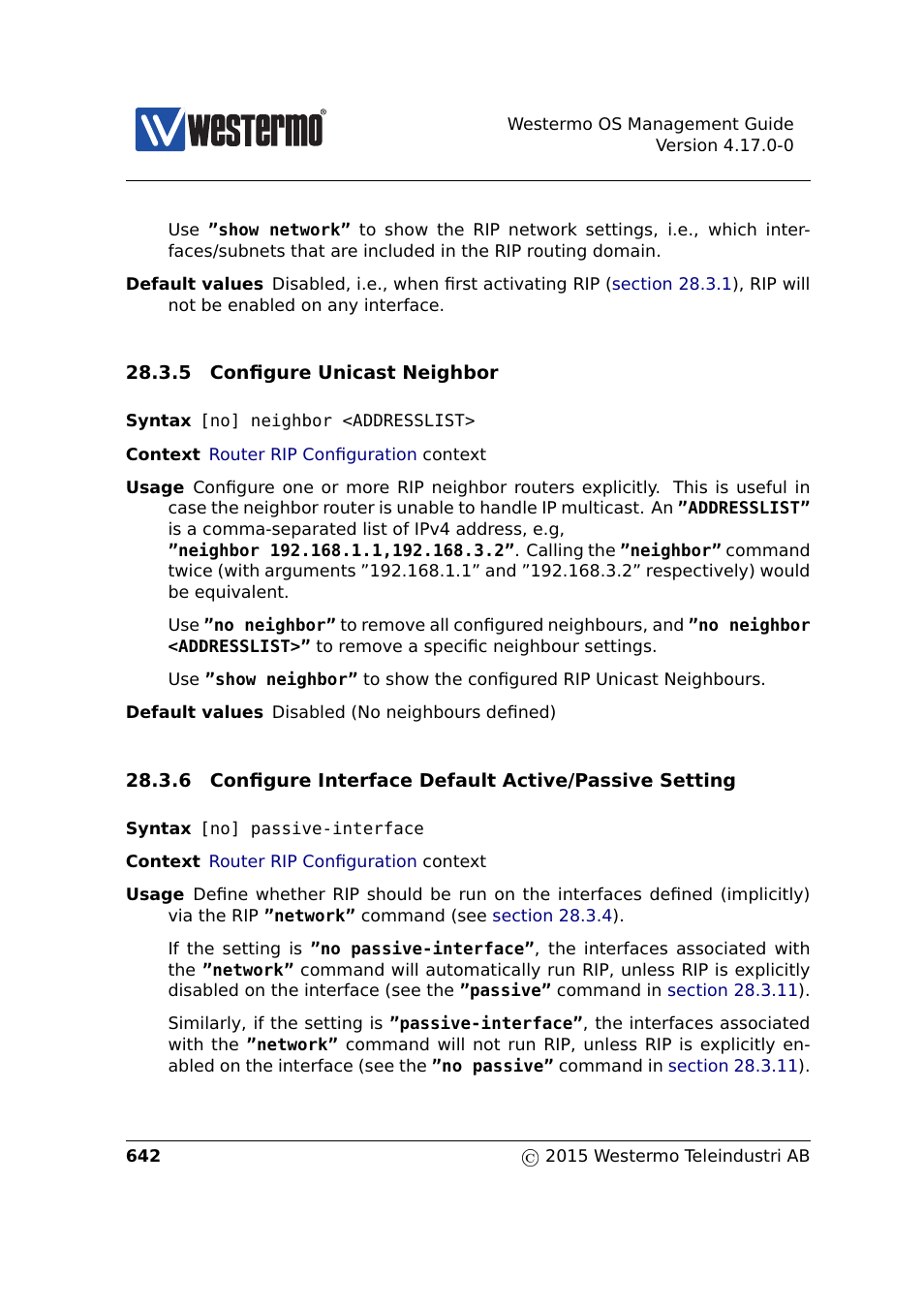 Sec. 28.3.5, Sec. 28.3.6 | Westermo RedFox Series User Manual | Page 642 / 977