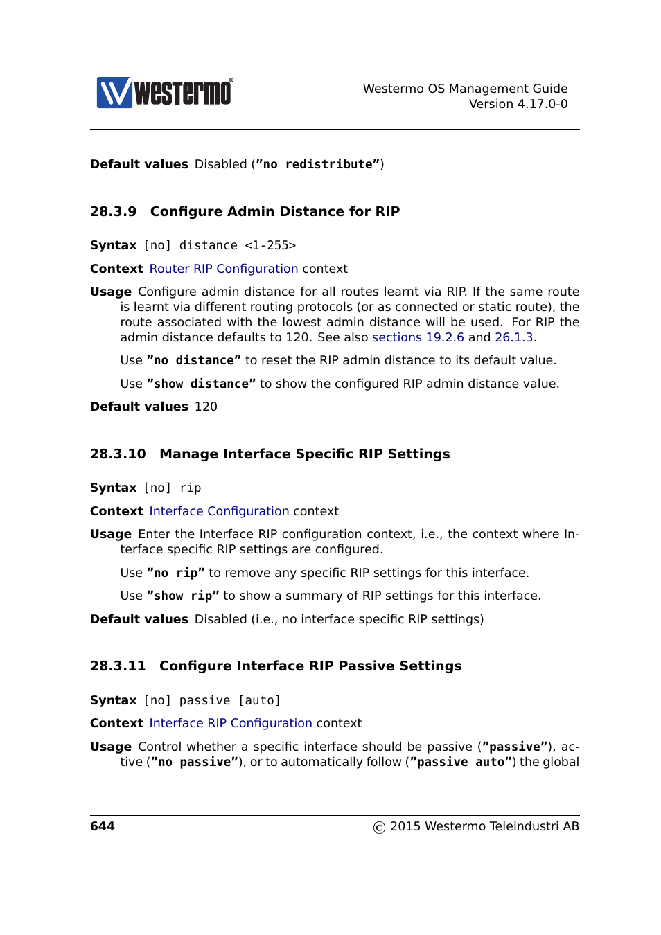 Sec. 28.3.9, Sec. 28.3.10, Sec. 28.3.11 | Section 28.3.11 | Westermo RedFox Series User Manual | Page 644 / 977