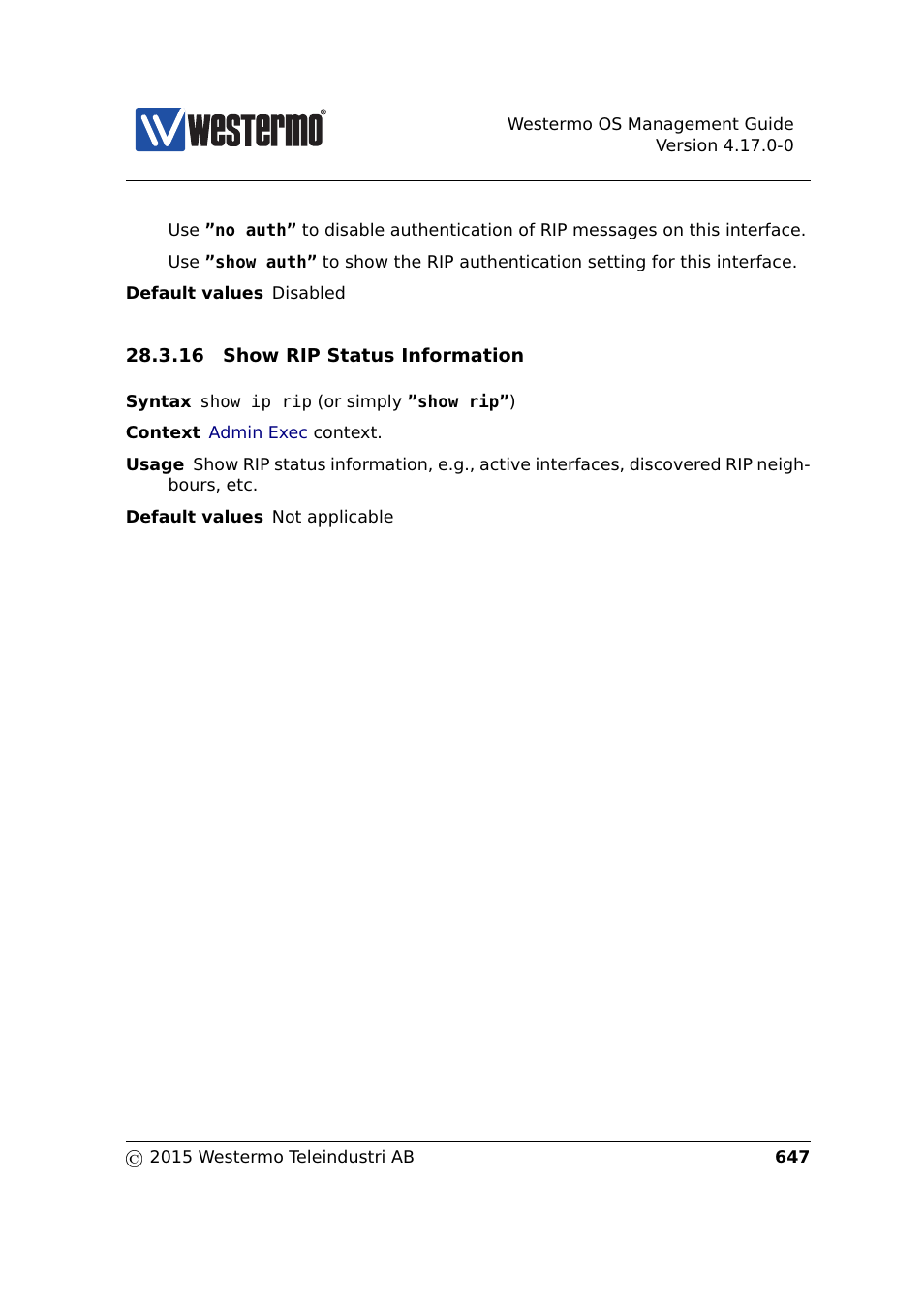 Sec. 28.3.16 | Westermo RedFox Series User Manual | Page 647 / 977