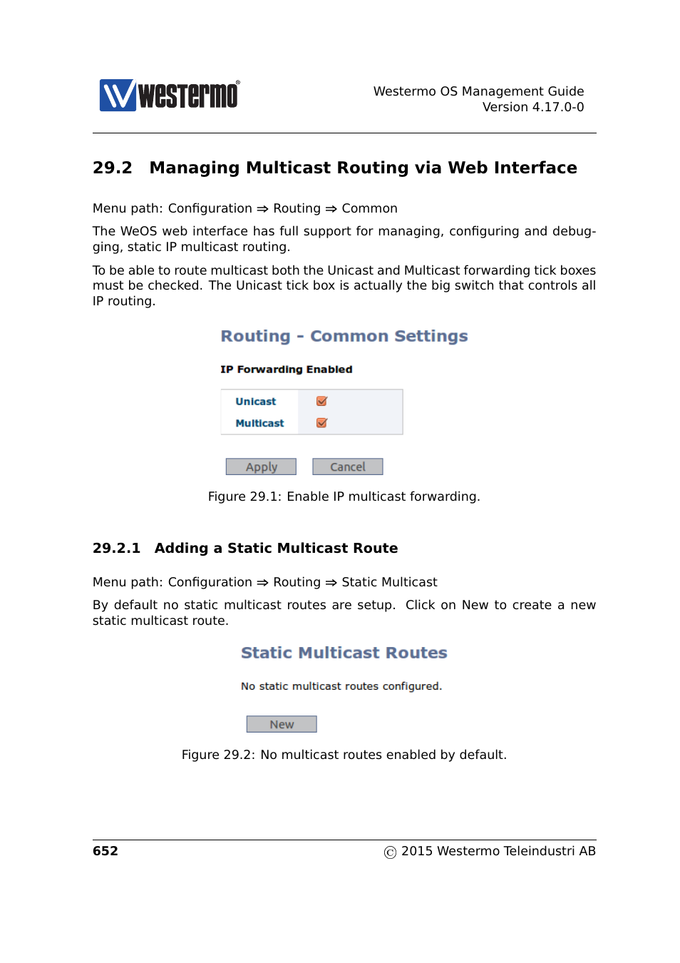 2 managing multicast routing via web interface | Westermo RedFox Series User Manual | Page 652 / 977