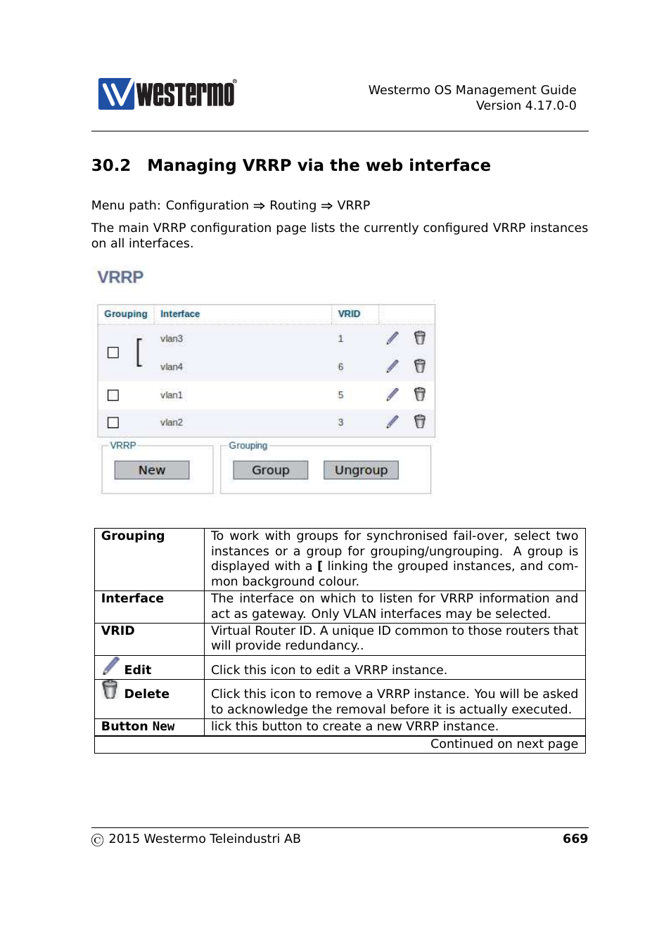 2 managing vrrp via the web interface | Westermo RedFox Series User Manual | Page 669 / 977