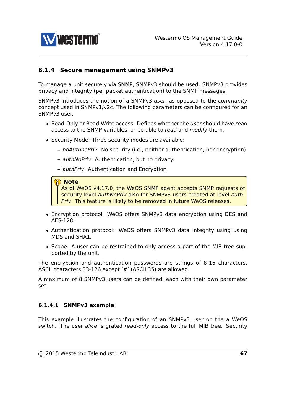 Sec. 6.1.4, Section 6.1.4 | Westermo RedFox Series User Manual | Page 67 / 977