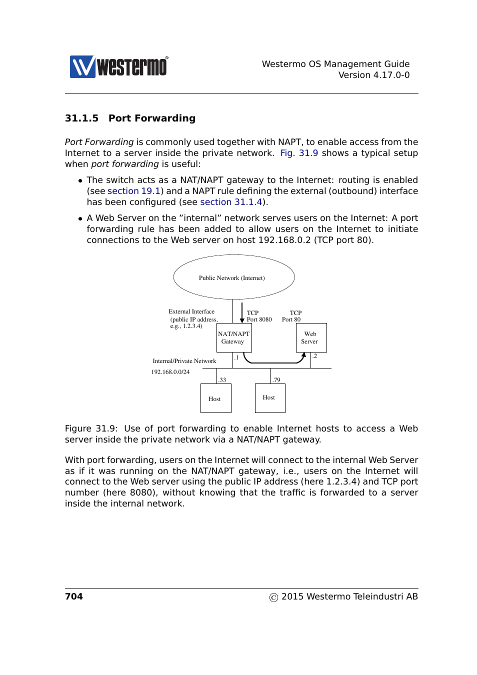 Section 31.1.5, 5 port forwarding | Westermo RedFox Series User Manual | Page 704 / 977