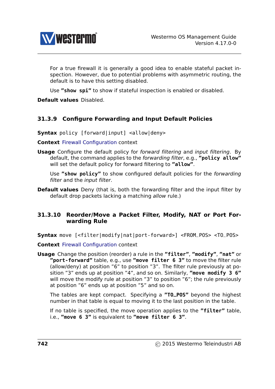 Section 31.3.9, Section 31.3.10 | Westermo RedFox Series User Manual | Page 742 / 977