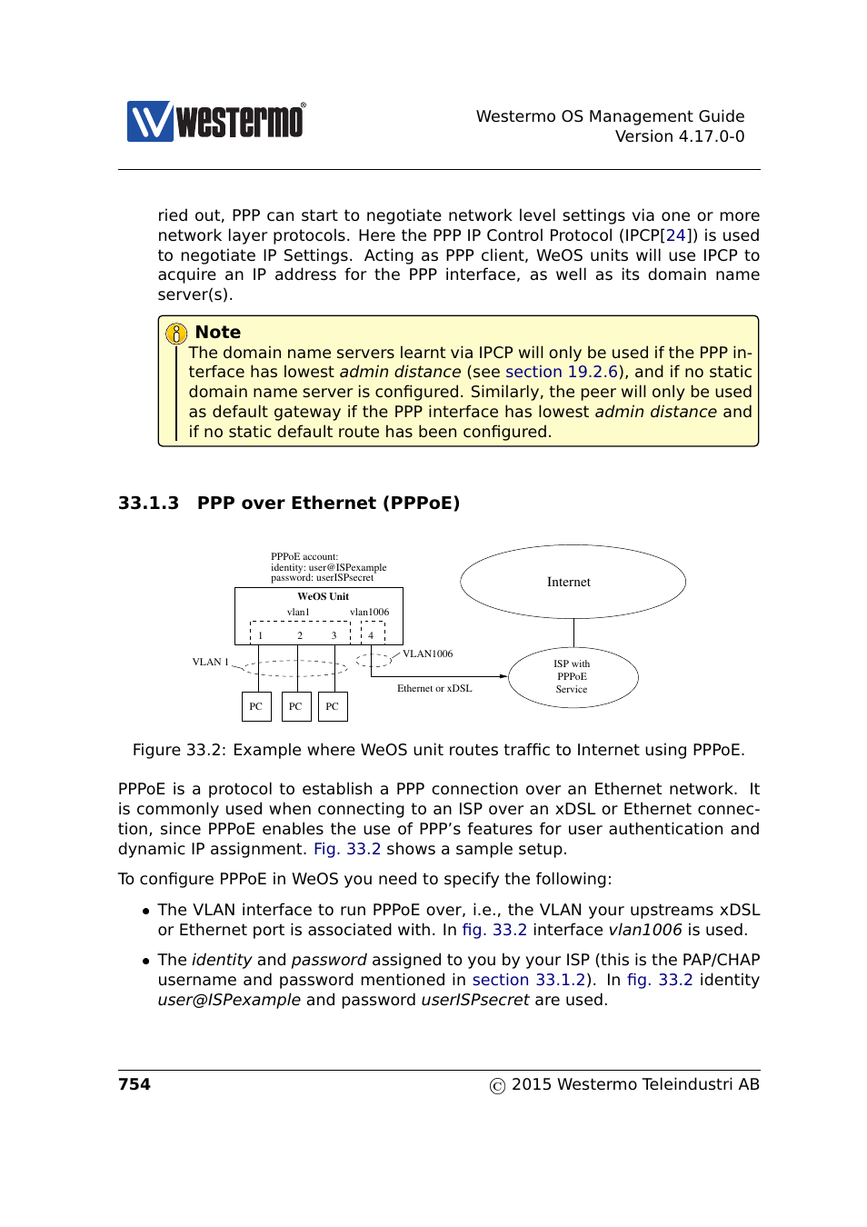 Section 33.1.3, 3 ppp over ethernet (pppoe) | Westermo RedFox Series User Manual | Page 754 / 977