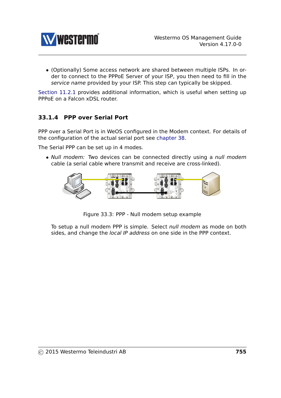 Section 33.1.4, 4 ppp over serial port | Westermo RedFox Series User Manual | Page 755 / 977