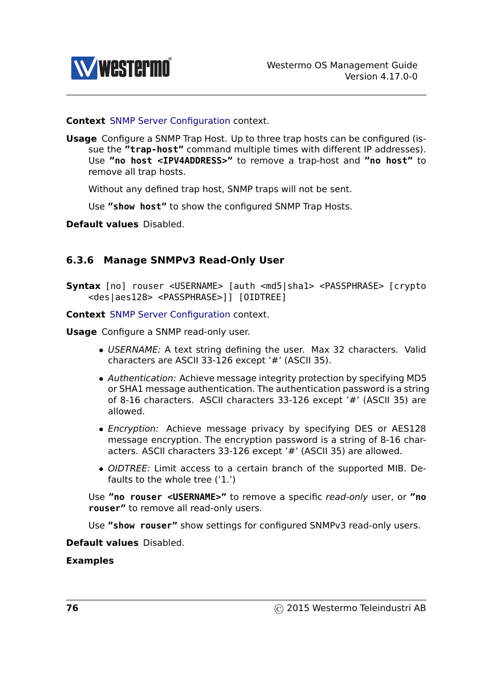 Section 6.3.6 | Westermo RedFox Series User Manual | Page 76 / 977