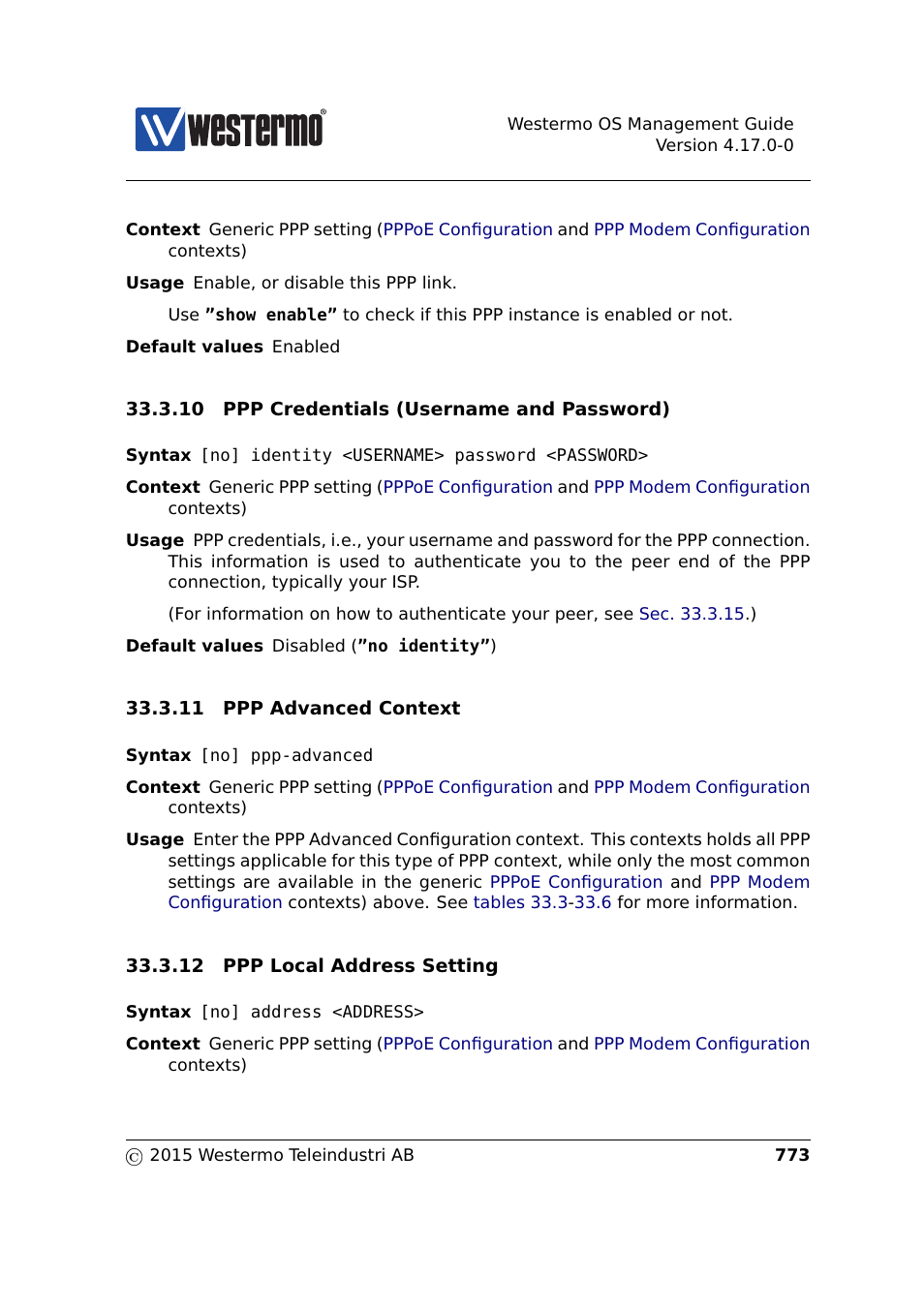 Sec. 33.3.10, Sec. 33.3.11, Sec. 33.3.12 | Westermo RedFox Series User Manual | Page 773 / 977