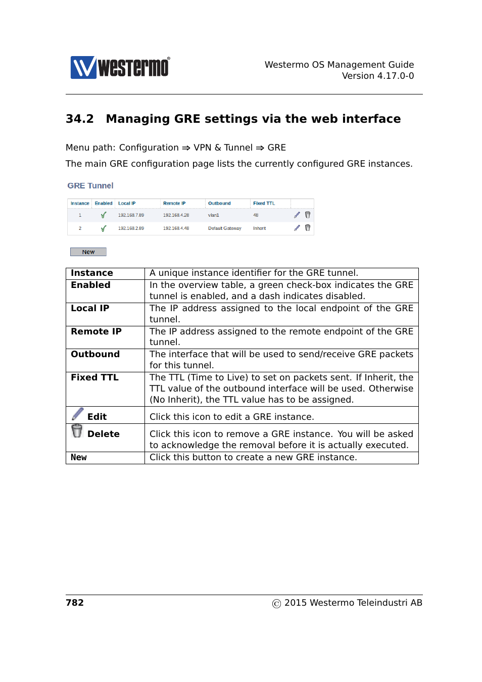 2 managing gre settings via the web interface | Westermo RedFox Series User Manual | Page 782 / 977