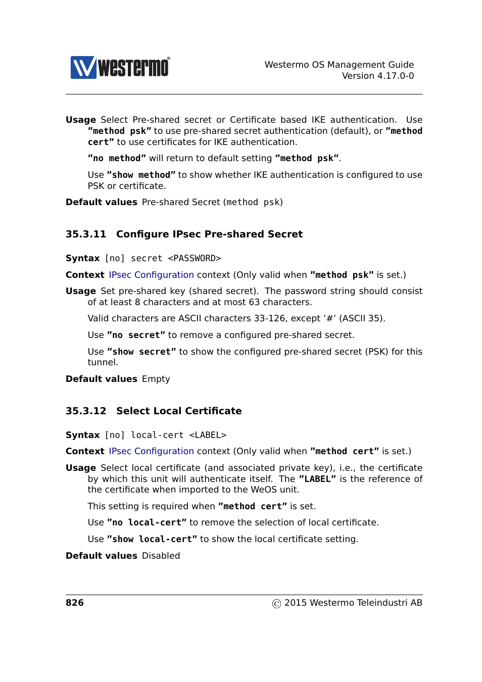 Section 35.3.11, Section 35.3.12 | Westermo RedFox Series User Manual | Page 826 / 977