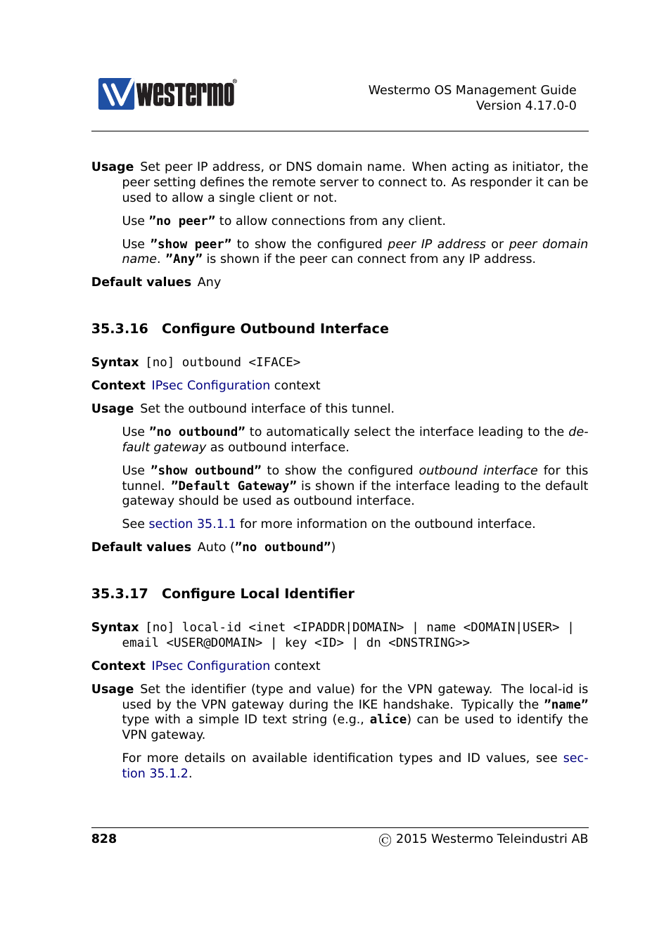 Section 35.3.16, Section 35.3.17 | Westermo RedFox Series User Manual | Page 828 / 977