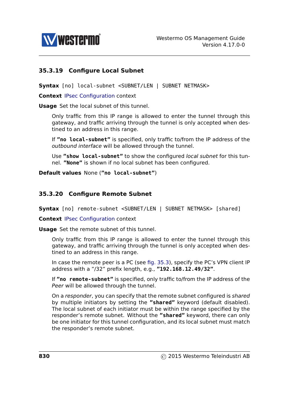 Section 35.3.19, Section 35.3.20 | Westermo RedFox Series User Manual | Page 830 / 977