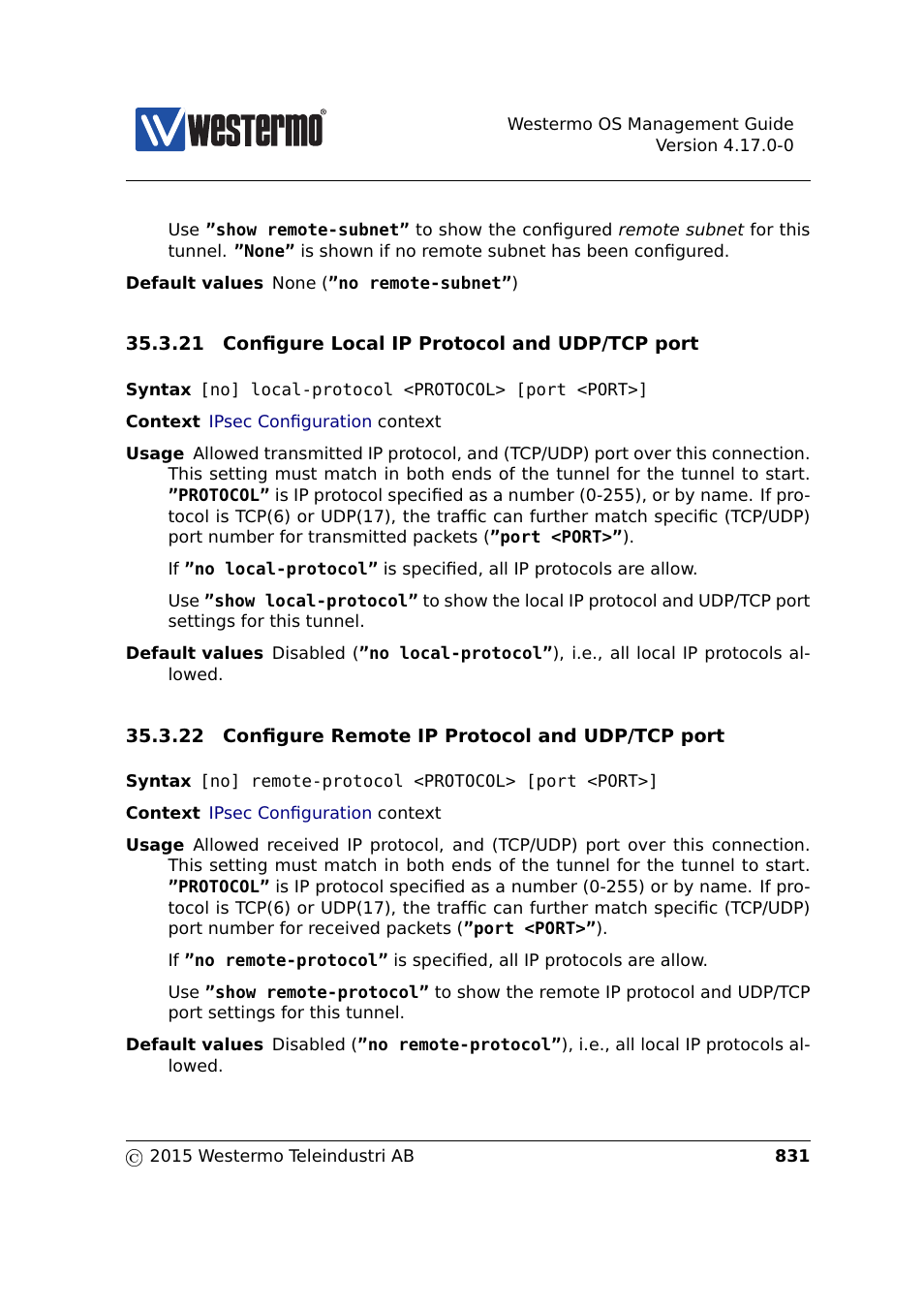 Section 35.3.21, Section 35.3.22 | Westermo RedFox Series User Manual | Page 831 / 977