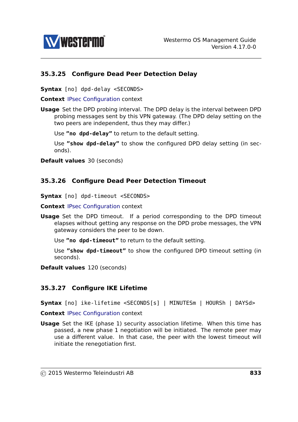 Section 35.3.25, Section 35.3.26, Section 35.3.27 | Westermo RedFox Series User Manual | Page 833 / 977