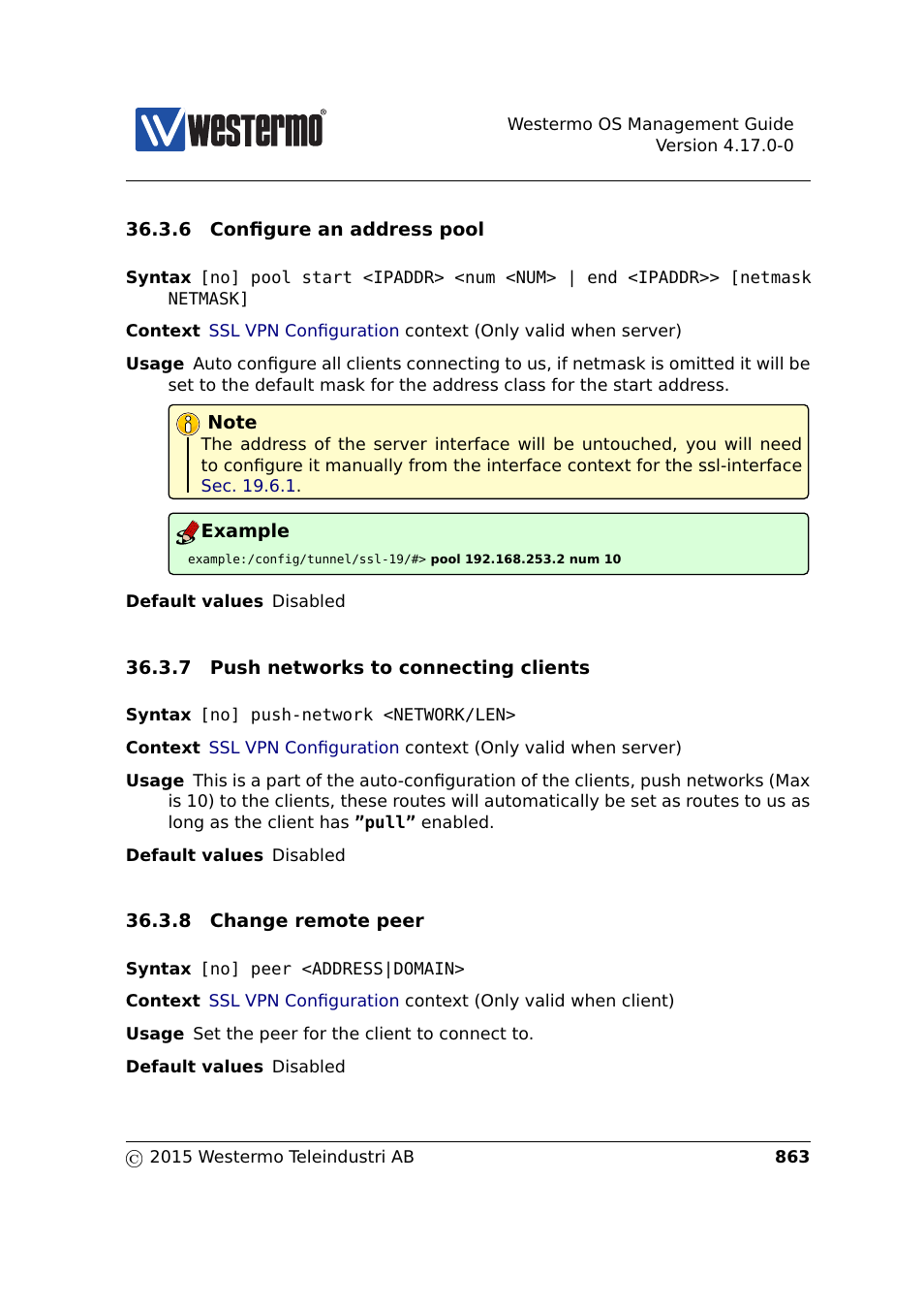 Section 36.3.6, Section 36.3.7, Section 36.3.8 | Westermo RedFox Series User Manual | Page 863 / 977