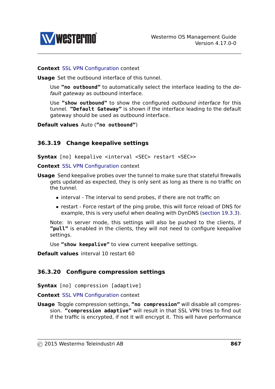 Section 36.3.19, Section 36.3.20 | Westermo RedFox Series User Manual | Page 867 / 977