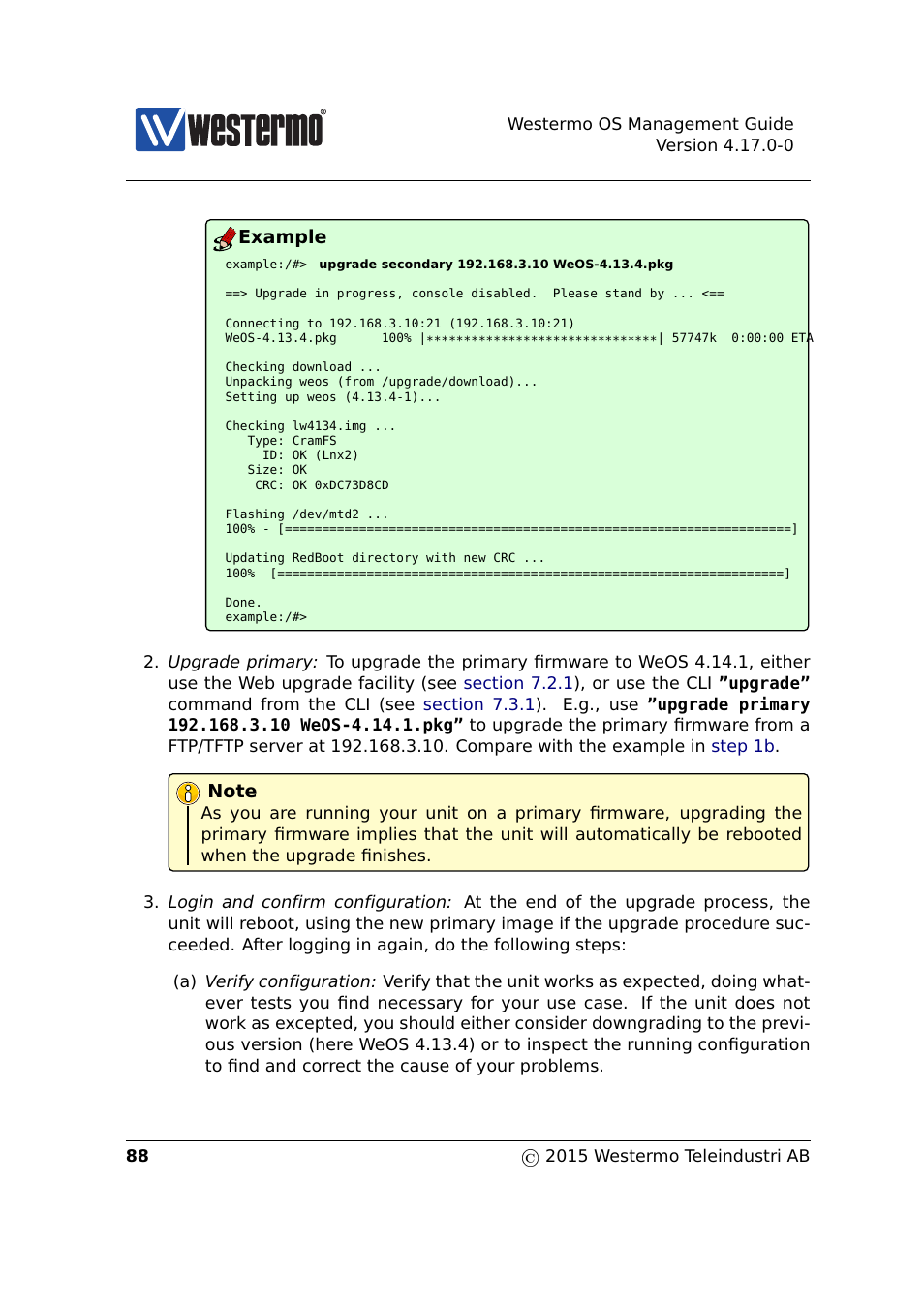 Steps 3, Step 2, Example | Westermo RedFox Series User Manual | Page 88 / 977