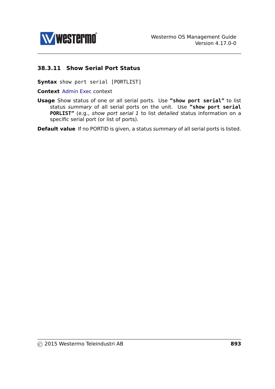Section 38.3.11 | Westermo RedFox Series User Manual | Page 893 / 977