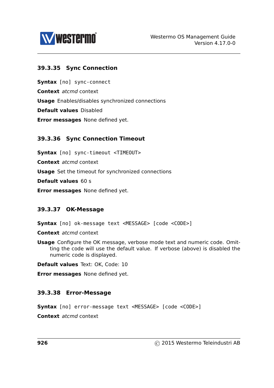 Section 39.3.35, Section 39.3.36, Section 39.3.37 | Section 39.3.38 | Westermo RedFox Series User Manual | Page 926 / 977