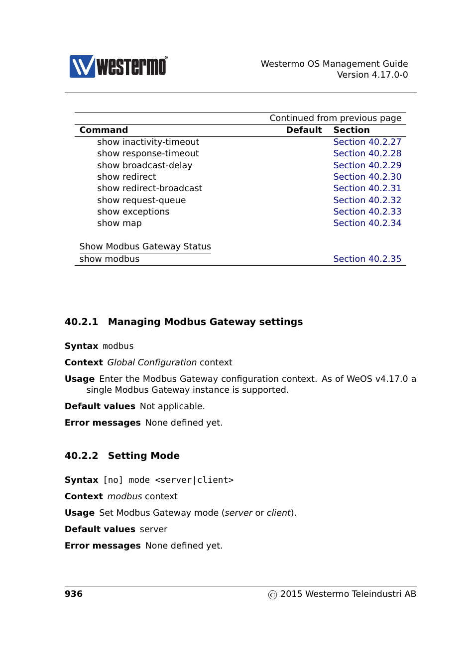 Section 40.2.1, Section 40.2.2 | Westermo RedFox Series User Manual | Page 936 / 977