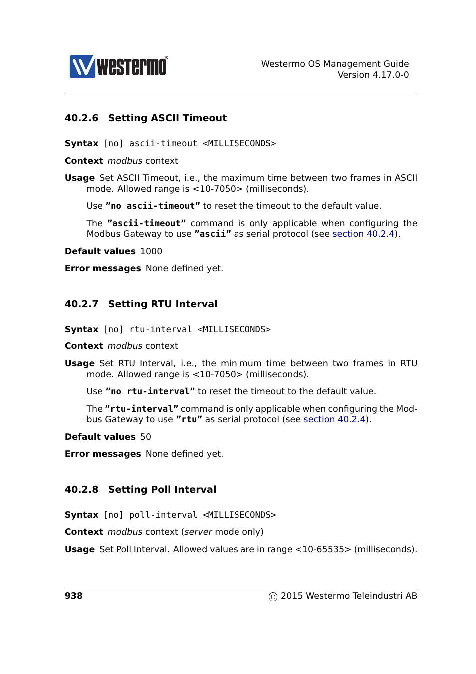 Section 40.2.7, Section 40.2.6, Section 40.2.8 | Westermo RedFox Series User Manual | Page 938 / 977