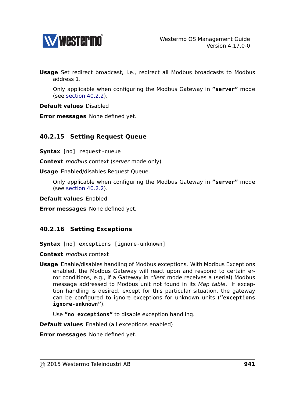 Section 40.2.15, Section 40.2.16 | Westermo RedFox Series User Manual | Page 941 / 977