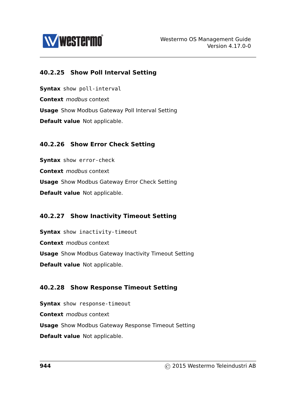 Section 40.2.25, Section 40.2.26, Section 40.2.27 | Section 40.2.28 | Westermo RedFox Series User Manual | Page 944 / 977