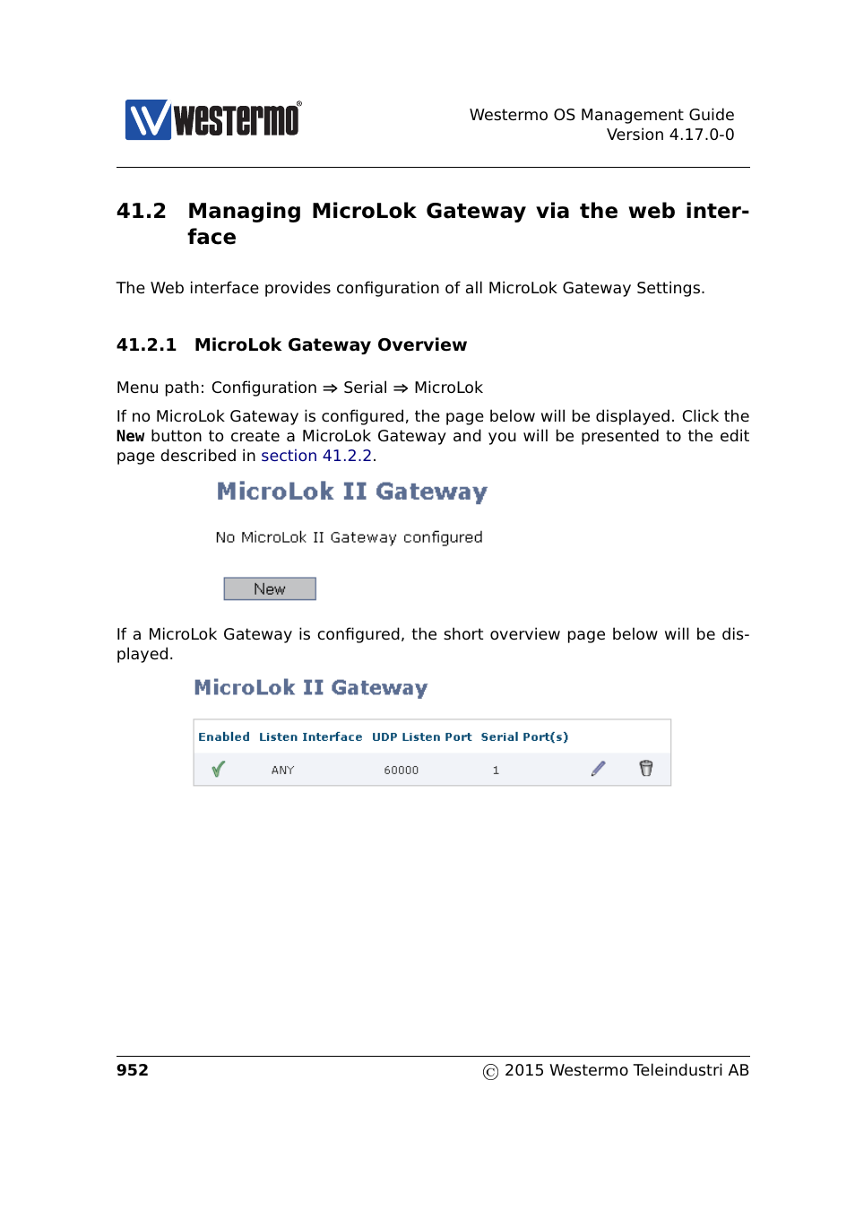 2 managing microlok gateway via the web interface | Westermo RedFox Series User Manual | Page 952 / 977