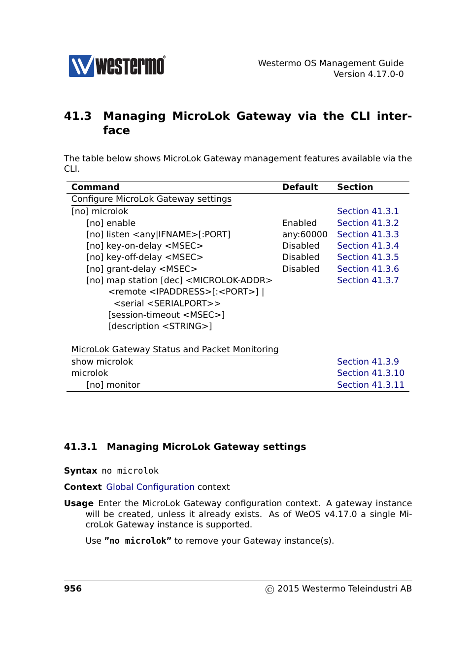 3 managing microlok gateway via the cli interface | Westermo RedFox Series User Manual | Page 956 / 977