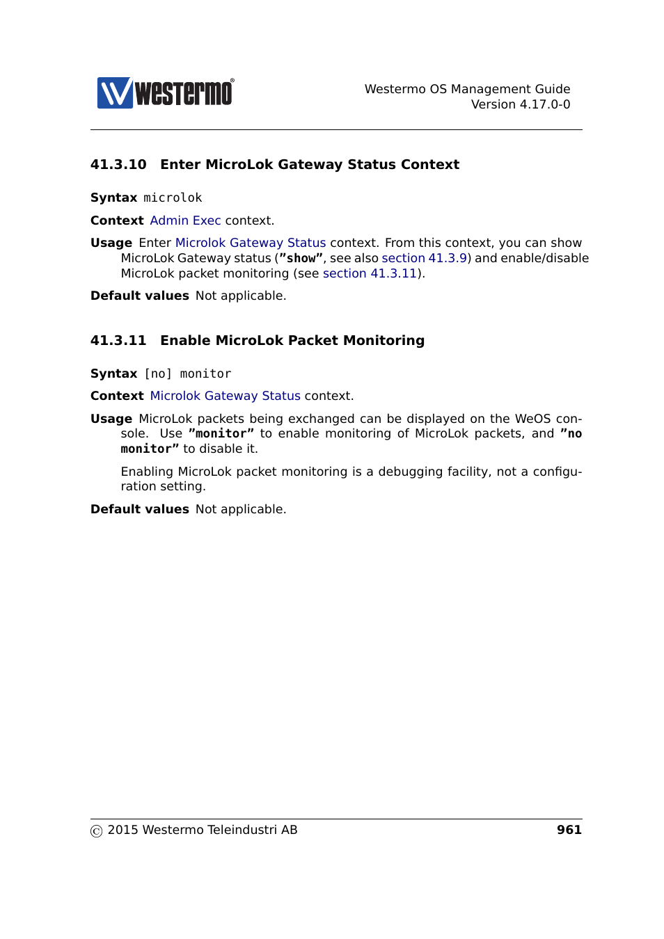 Section 41.3.10, Section 41.3.11 | Westermo RedFox Series User Manual | Page 961 / 977