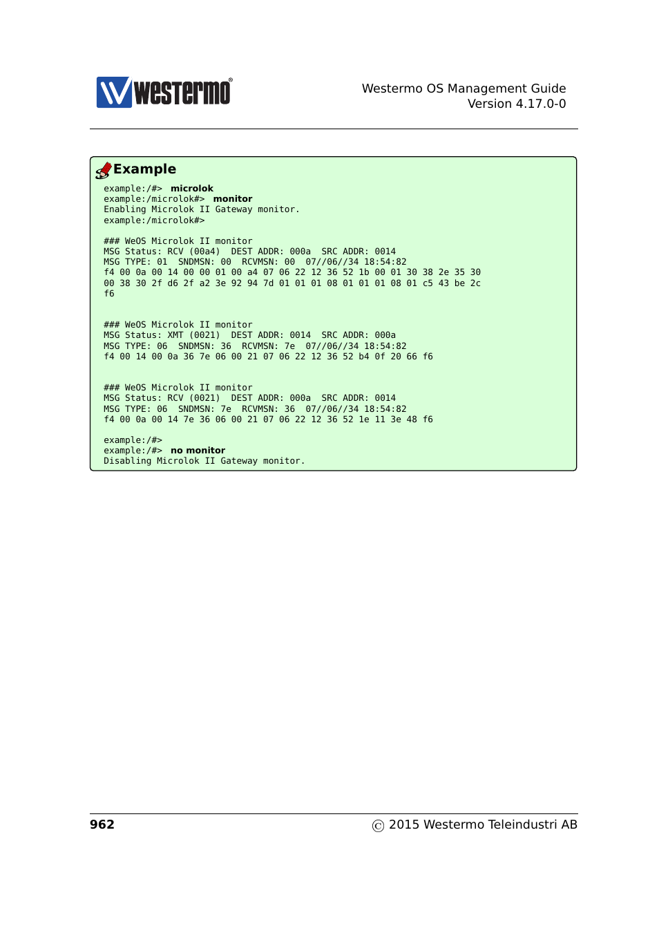 Example | Westermo RedFox Series User Manual | Page 962 / 977