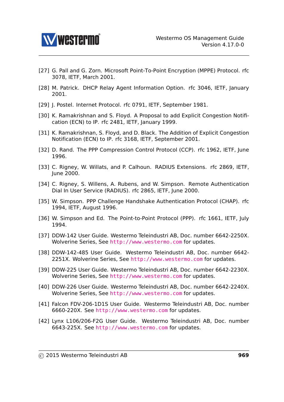 Falcon, Adius, Rfc3046 | Ppp), Minology, Otocol, Chap | Westermo RedFox Series User Manual | Page 969 / 977