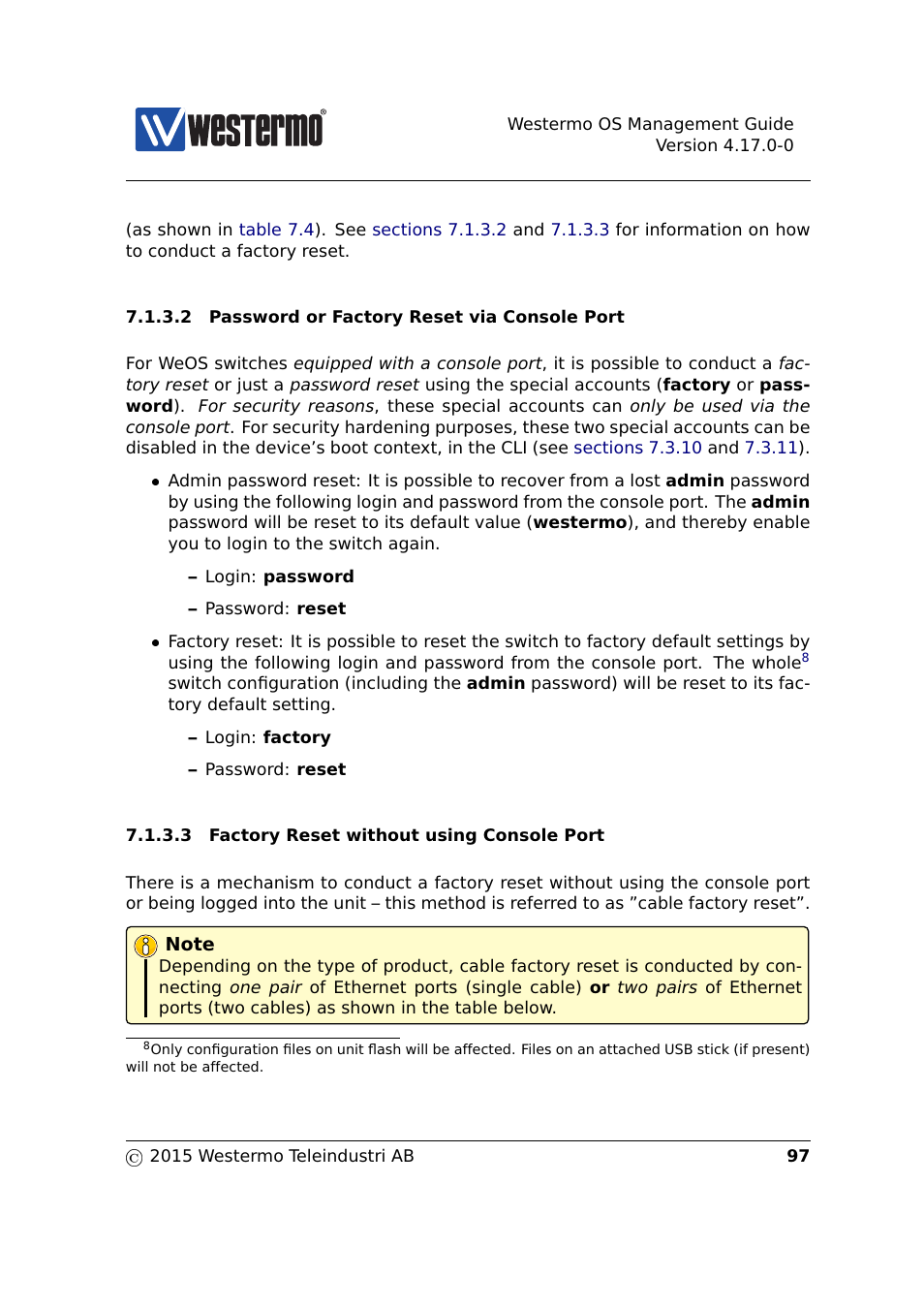 Section 7.1.3.3, Section 7.1.3.2 | Westermo RedFox Series User Manual | Page 97 / 977