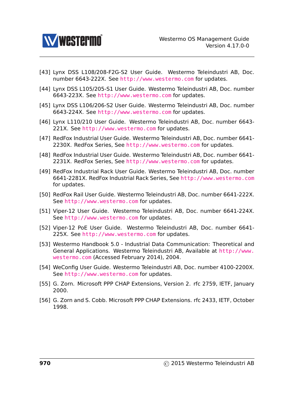 Guide, Higher), Rack | Industrial, Rfir), Ports, Oducts, Oduct, Ms-chap, Ms-chapv2 | Westermo RedFox Series User Manual | Page 970 / 977