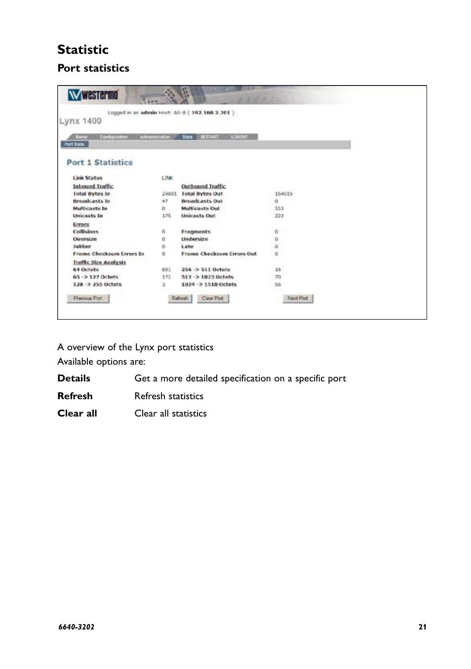 Statistic | Westermo Lynx Series User Manual | Page 21 / 28