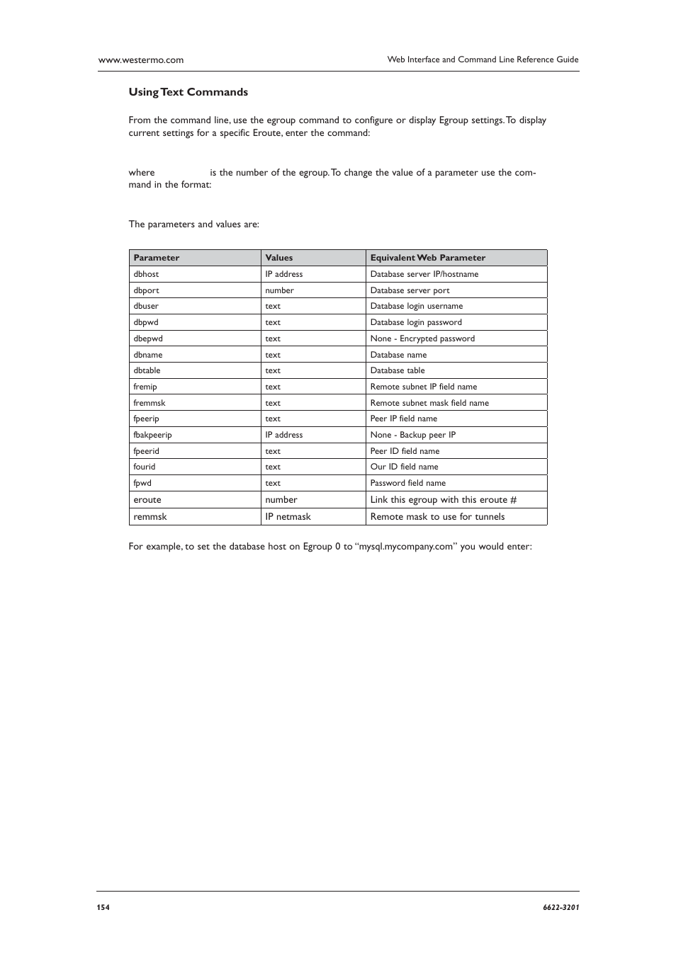 Using text commands | Westermo MR Series User Manual | Page 154 / 460