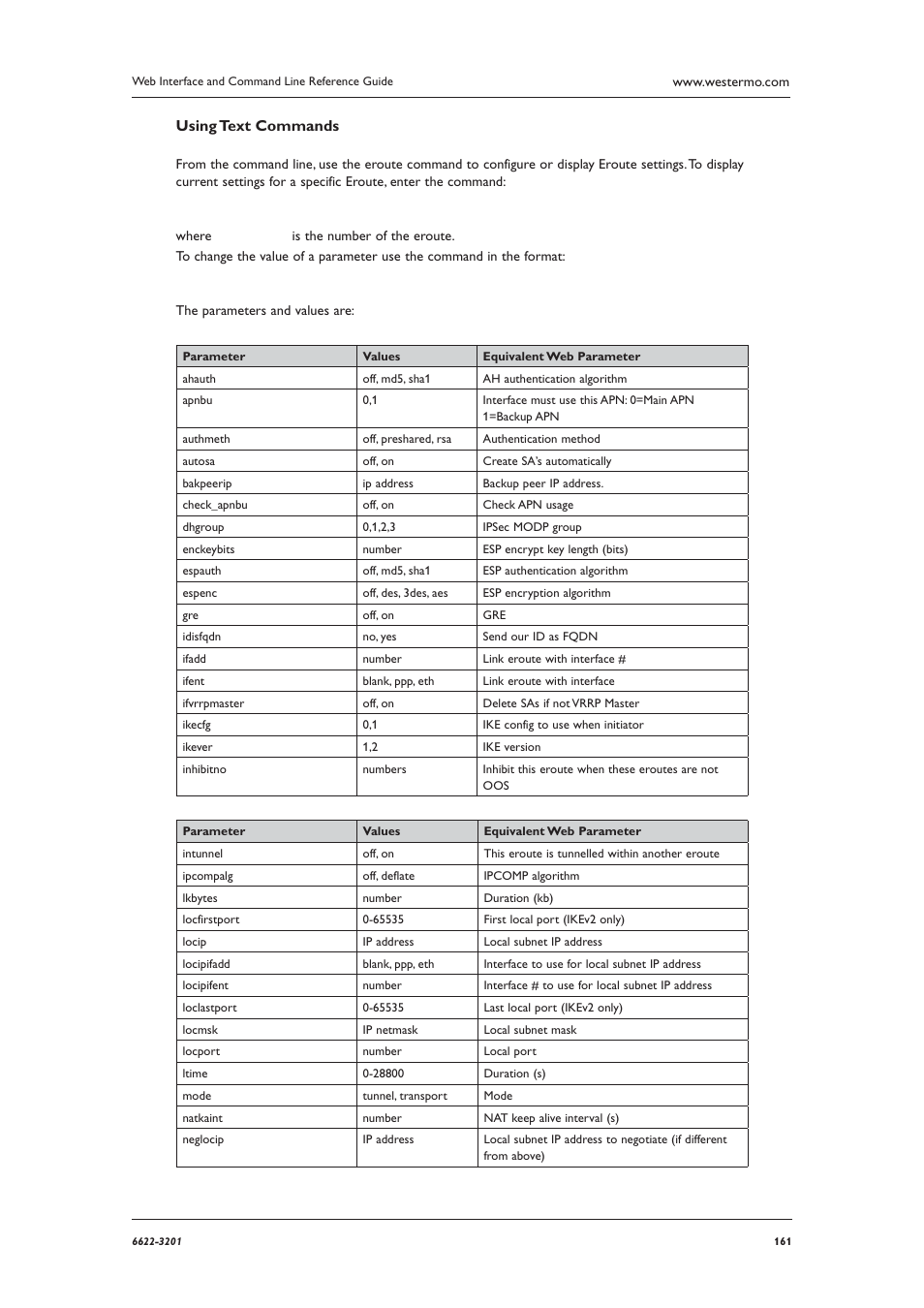 Using text commands | Westermo MR Series User Manual | Page 161 / 460