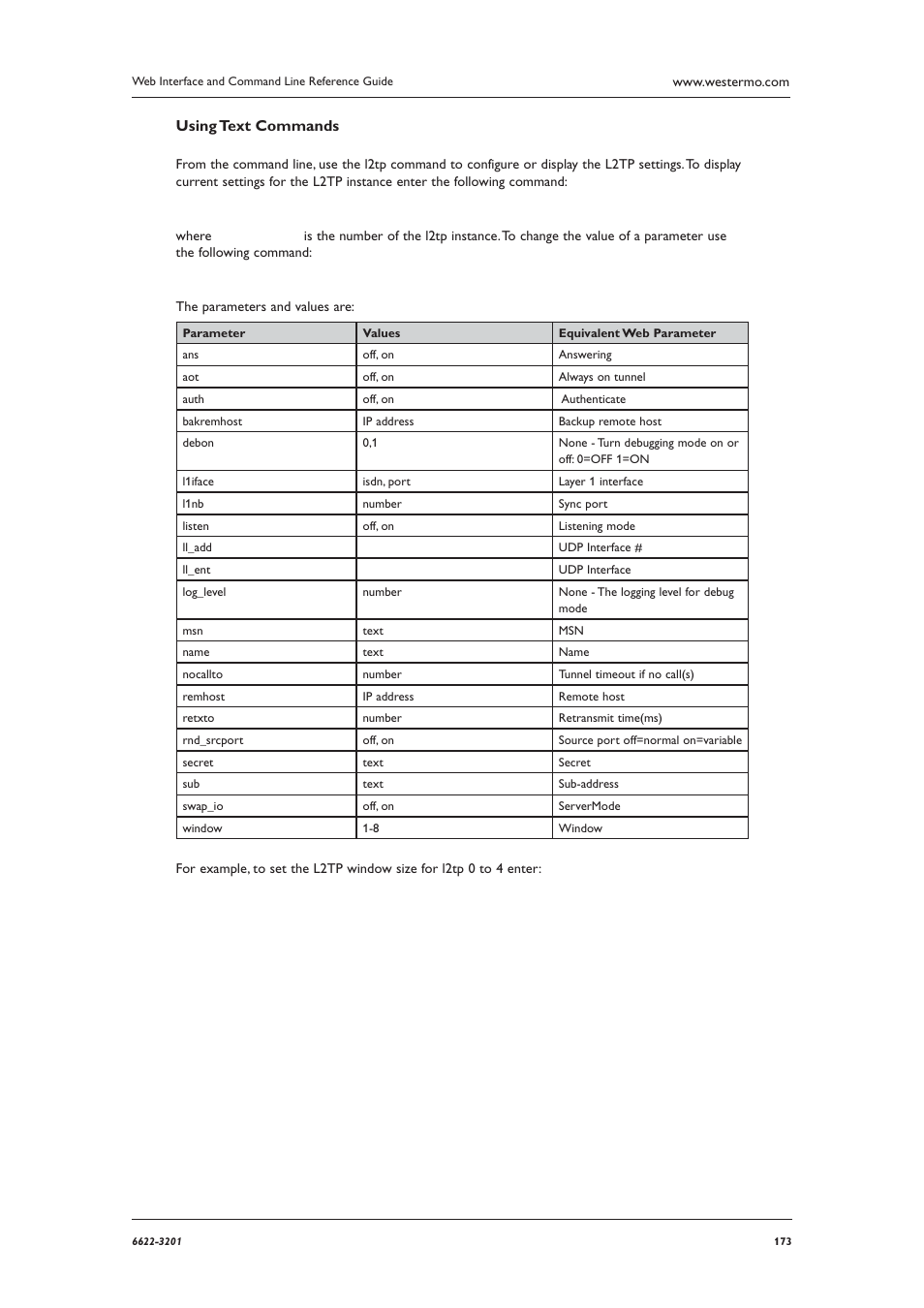 Using text commands | Westermo MR Series User Manual | Page 173 / 460