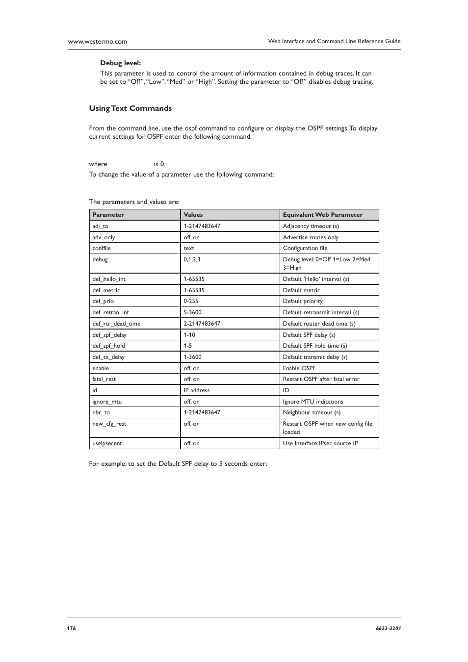 Using text commands | Westermo MR Series User Manual | Page 176 / 460