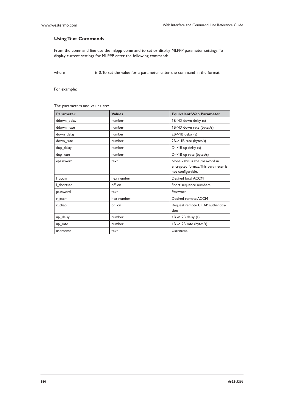 Using text commands | Westermo MR Series User Manual | Page 180 / 460