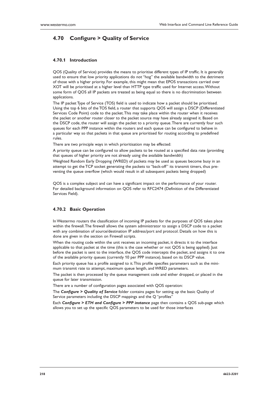 Conﬁ gure > quality of service 4.70 | Westermo MR Series User Manual | Page 218 / 460