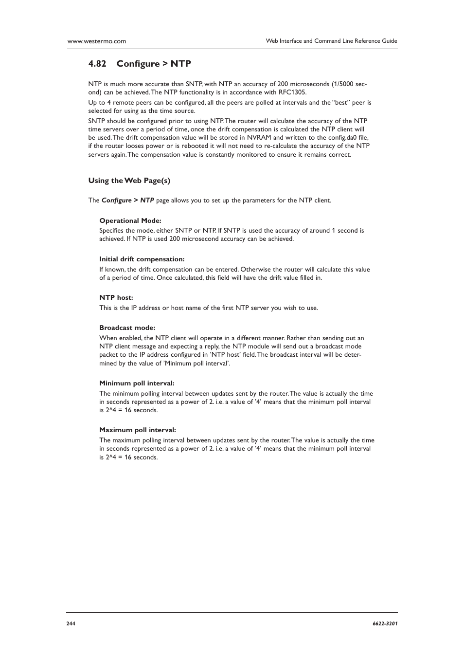 Conﬁ gure > ntp 4.82 | Westermo MR Series User Manual | Page 244 / 460