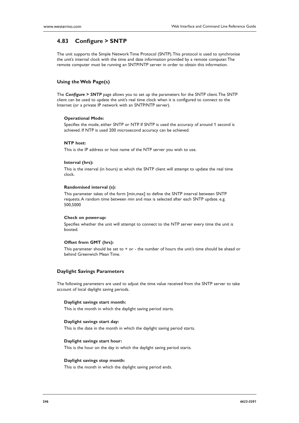 Conﬁ gure > sntp 4.83 | Westermo MR Series User Manual | Page 246 / 460