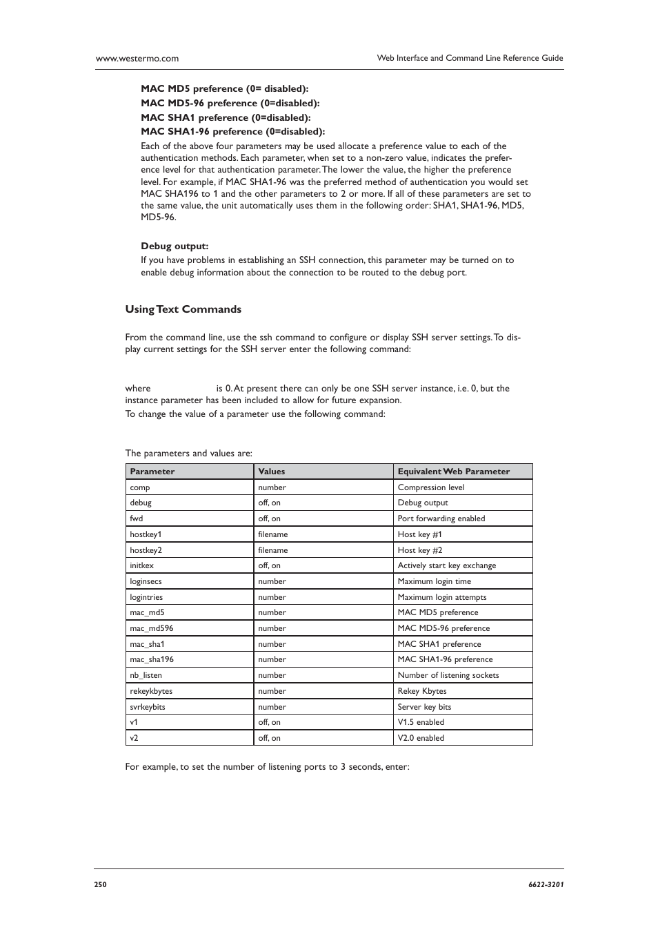 Using text commands | Westermo MR Series User Manual | Page 250 / 460