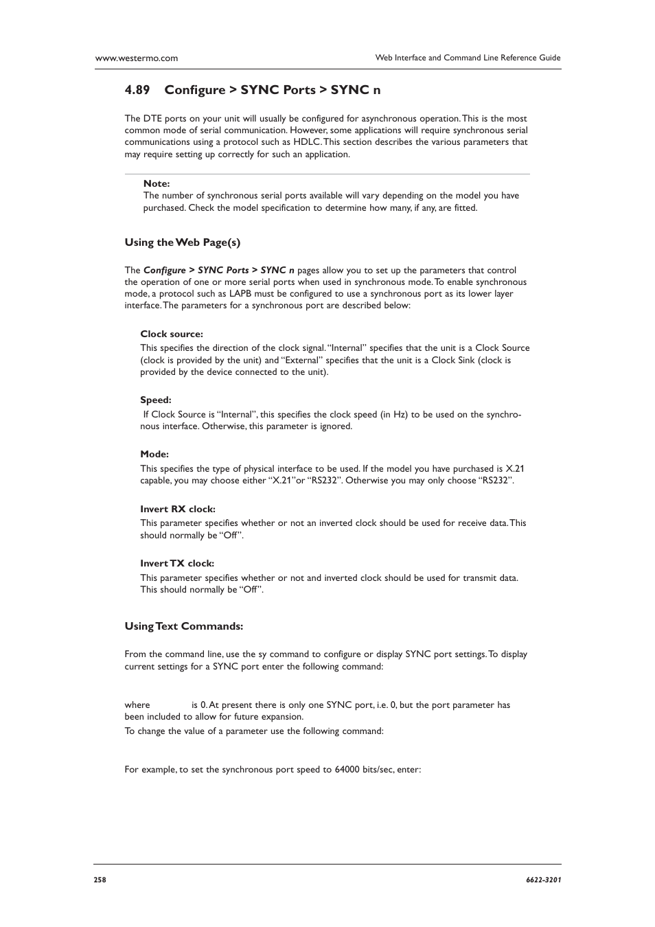 Conﬁ gure > sync ports > sync n 4.89 | Westermo MR Series User Manual | Page 258 / 460