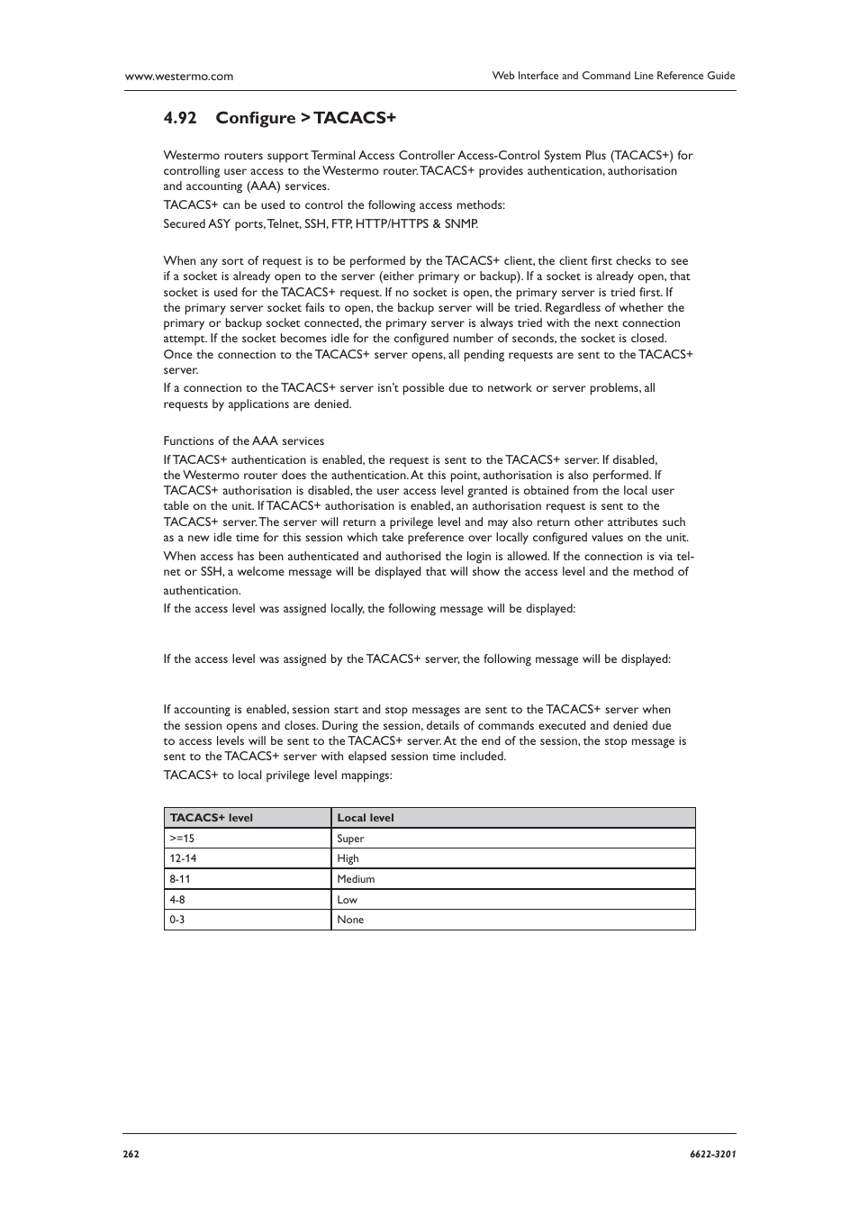 Conﬁ gure > tacacs+ 4.92 | Westermo MR Series User Manual | Page 262 / 460
