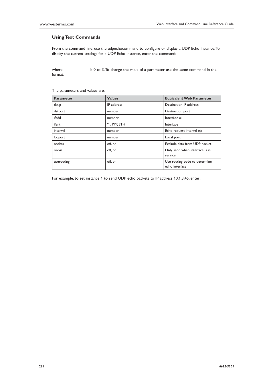 Using text commands | Westermo MR Series User Manual | Page 284 / 460