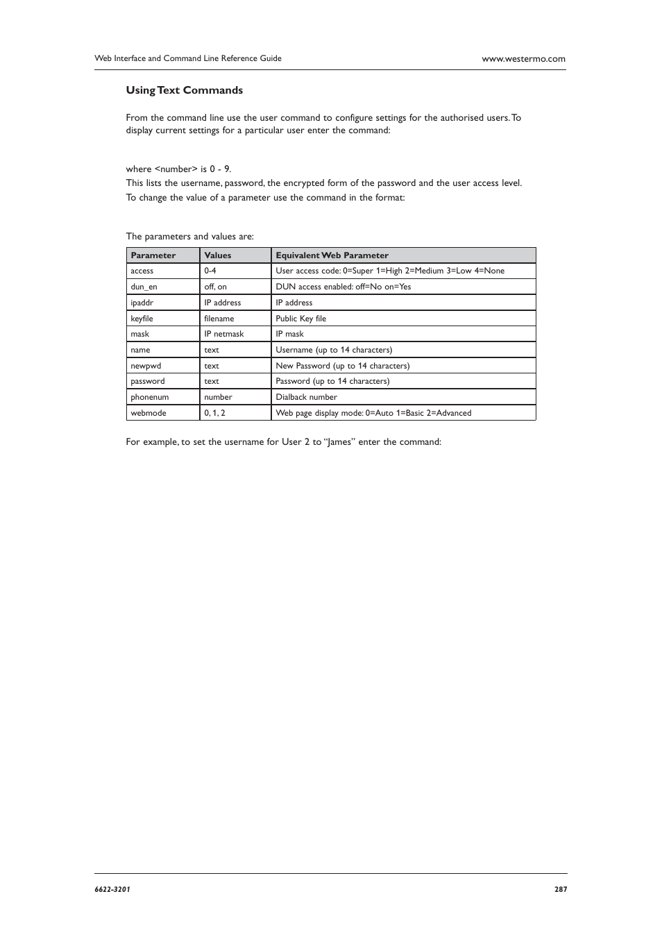Using text commands | Westermo MR Series User Manual | Page 287 / 460