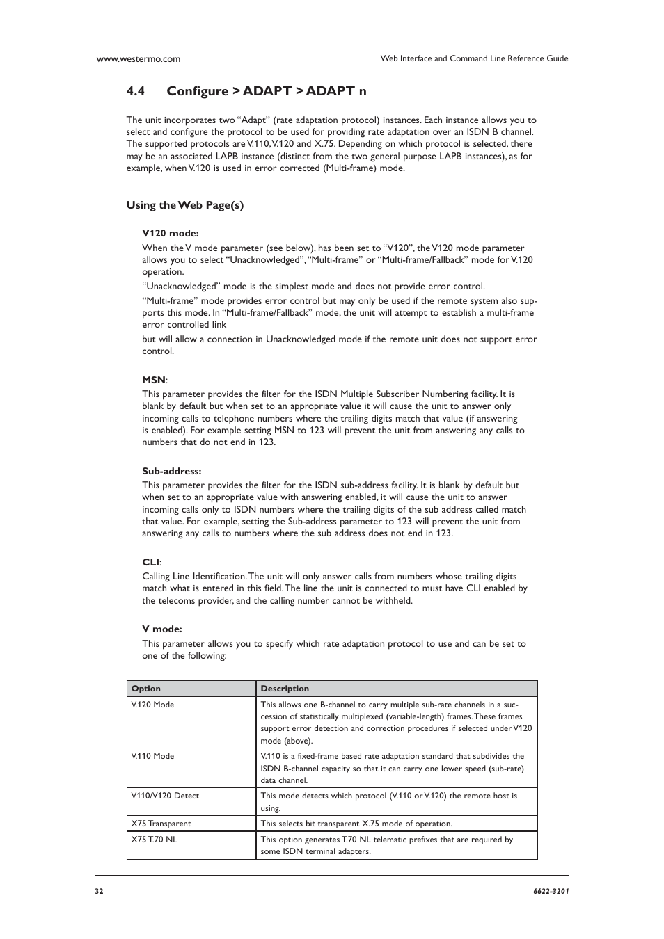 Conﬁ gure > adapt > adapt n 4.4 | Westermo MR Series User Manual | Page 32 / 460